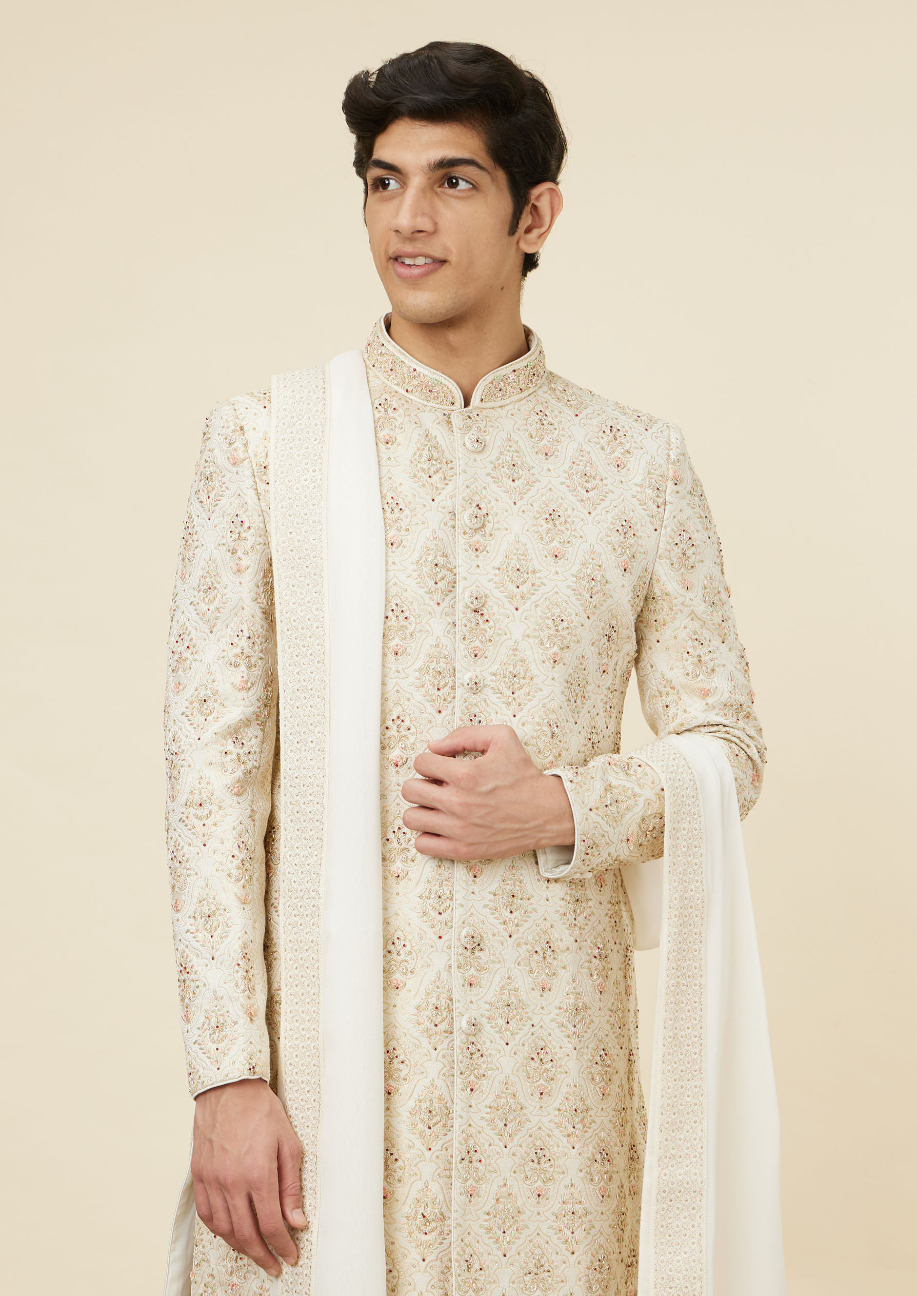 Twamev Men Timeless Beige Sherwani