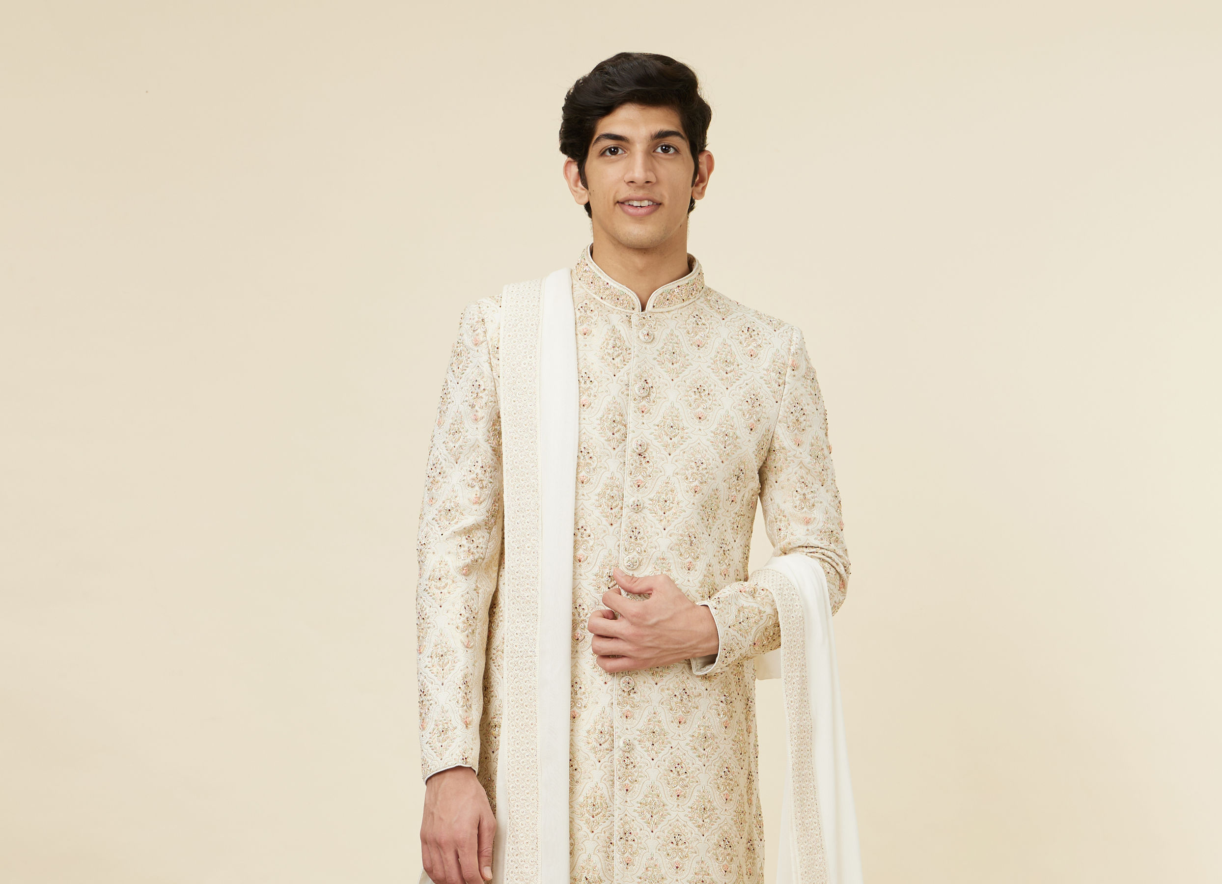Twamev Men Timeless Beige Sherwani