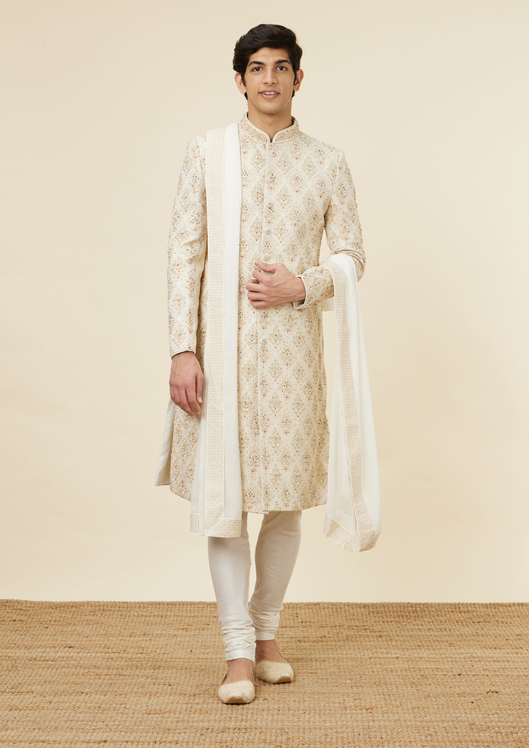 Twamev Men Timeless Beige Sherwani