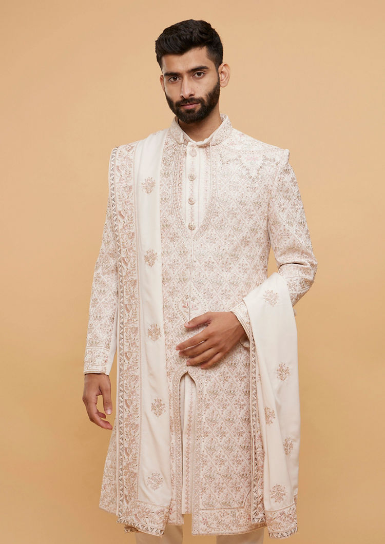 alt message - Twamev Men Pink Radiance Sherwani image number 0