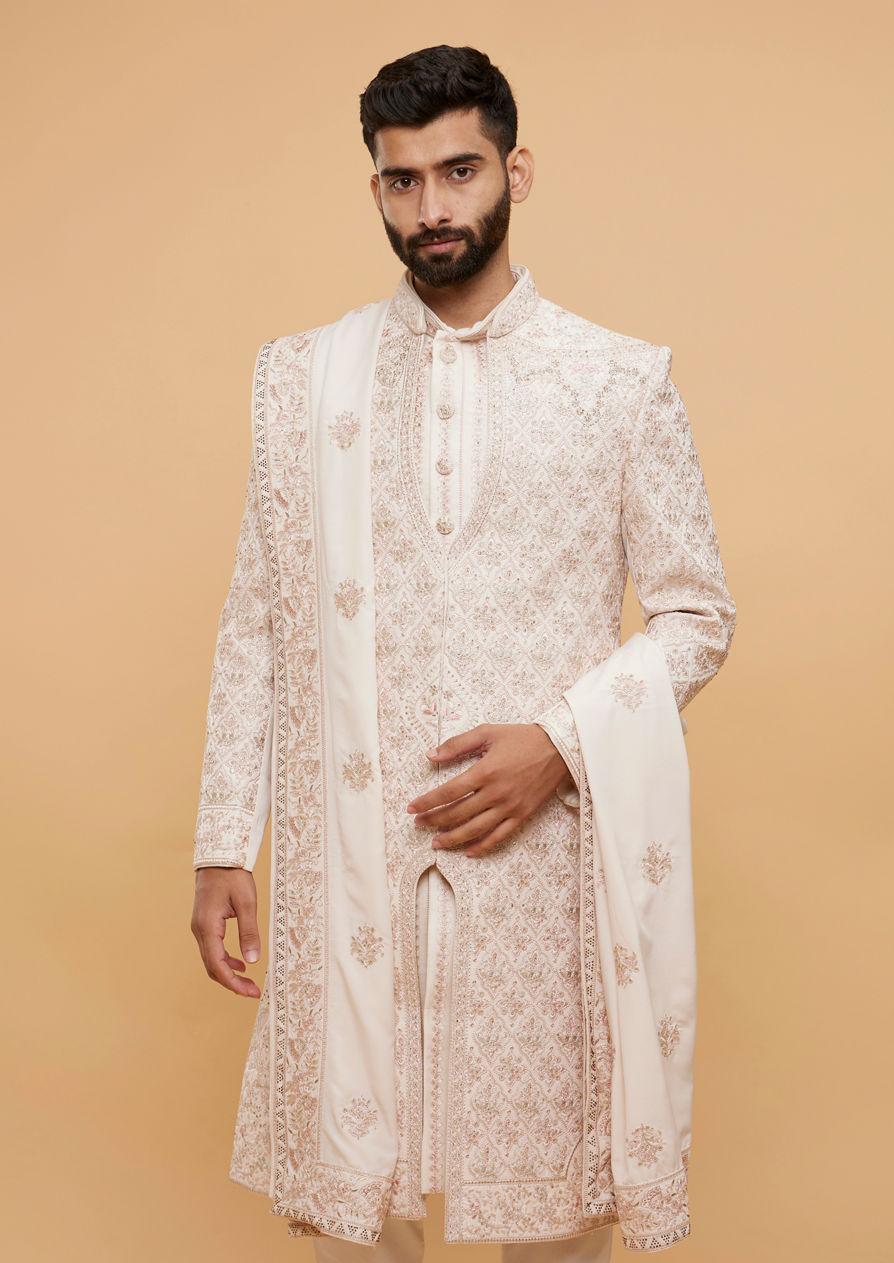 alt message - Twamev Men Pink Radiance Sherwani image number 0