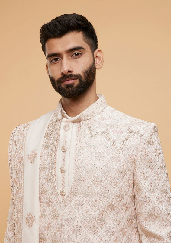 alt message - Twamev Men Pink Radiance Sherwani image number 1