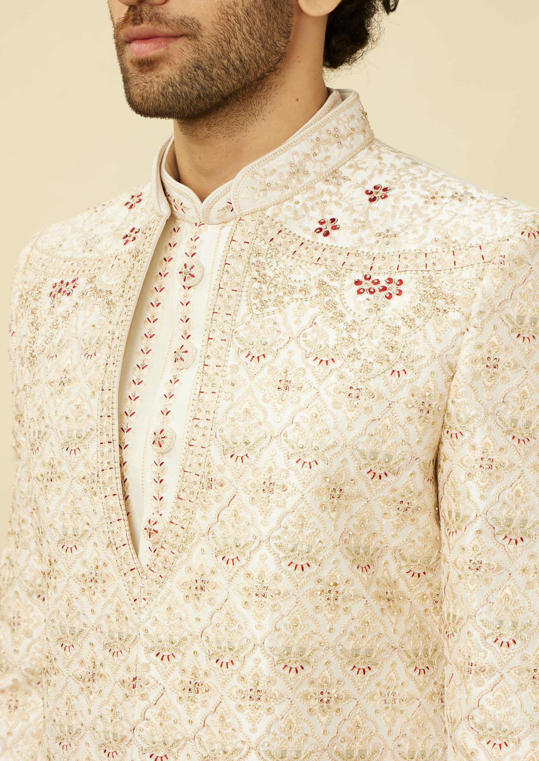 Twamev Men Luxe White Sherwani