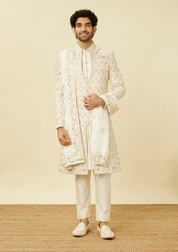 Twamev Men Luxe White Sherwani