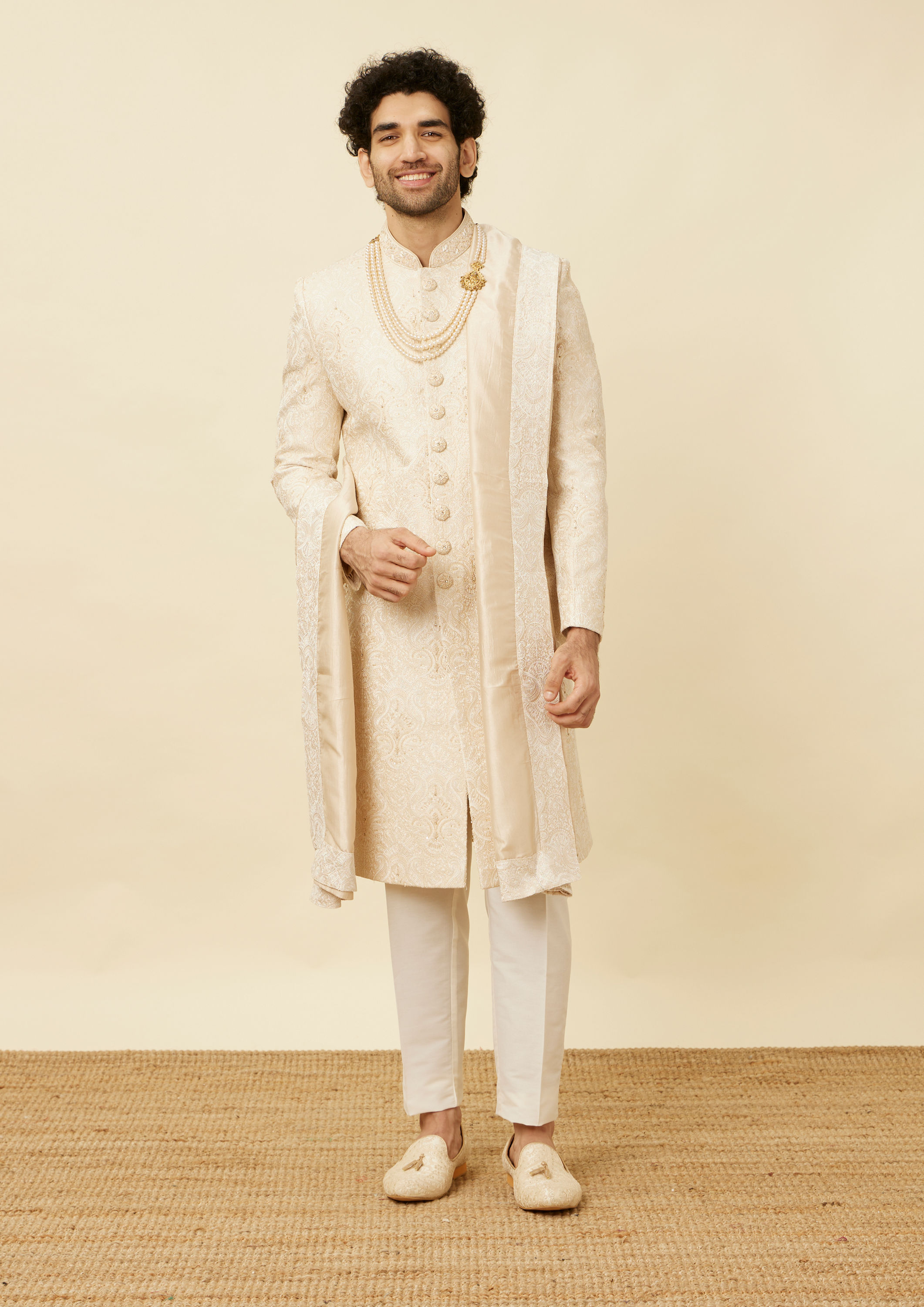 Twamev Men Classic Beige Sherwani