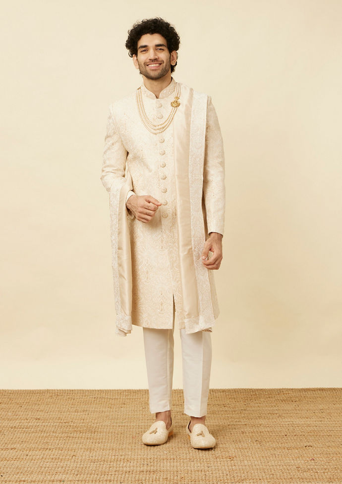 Twamev Men Classic Beige Sherwani