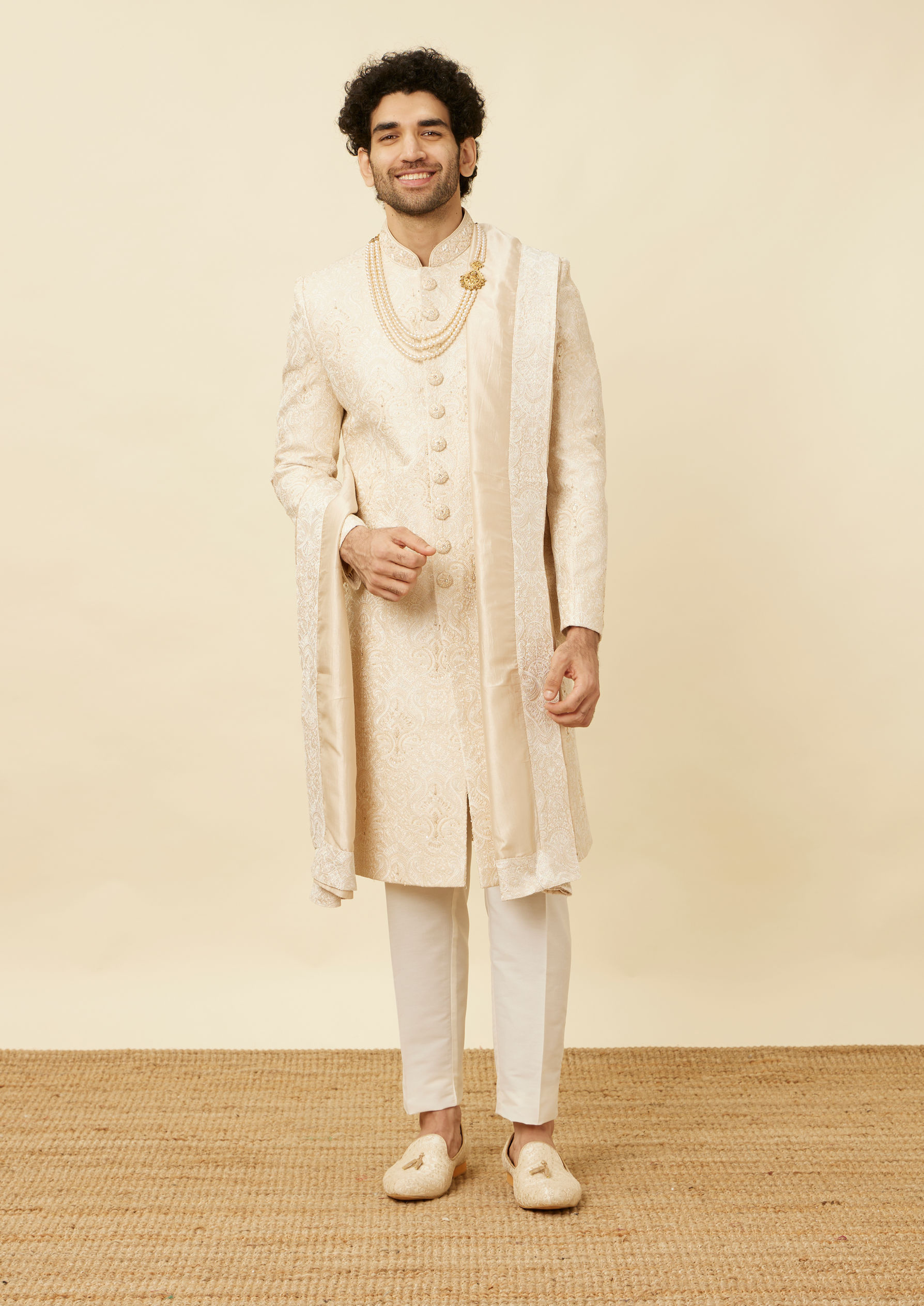 Twamev Men Classic Beige Sherwani