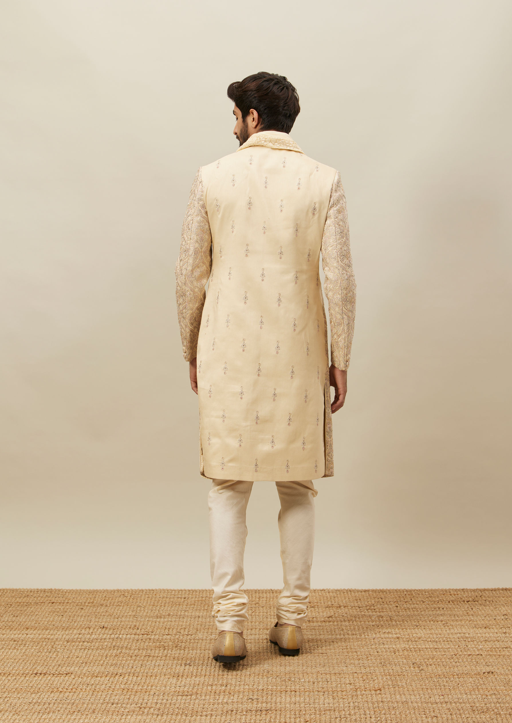 Twamev Men Biscuit Embroidered Sherwani Set