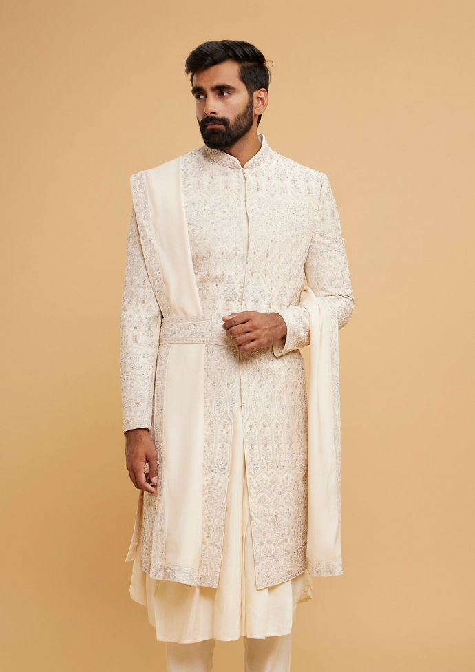 Twamev Men Regal Elegance Cream Sherwani