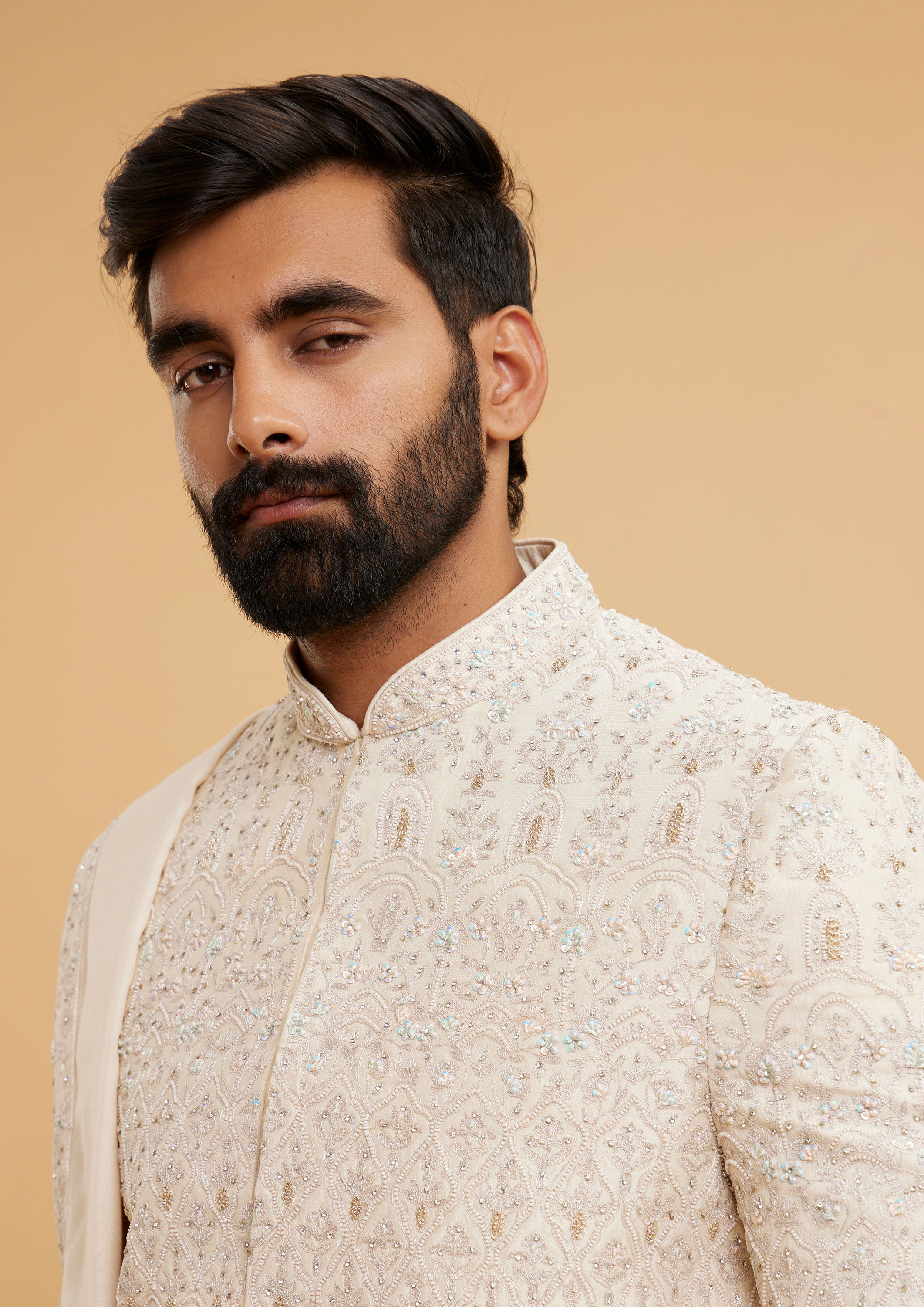 Twamev Men Regal Elegance Cream Sherwani