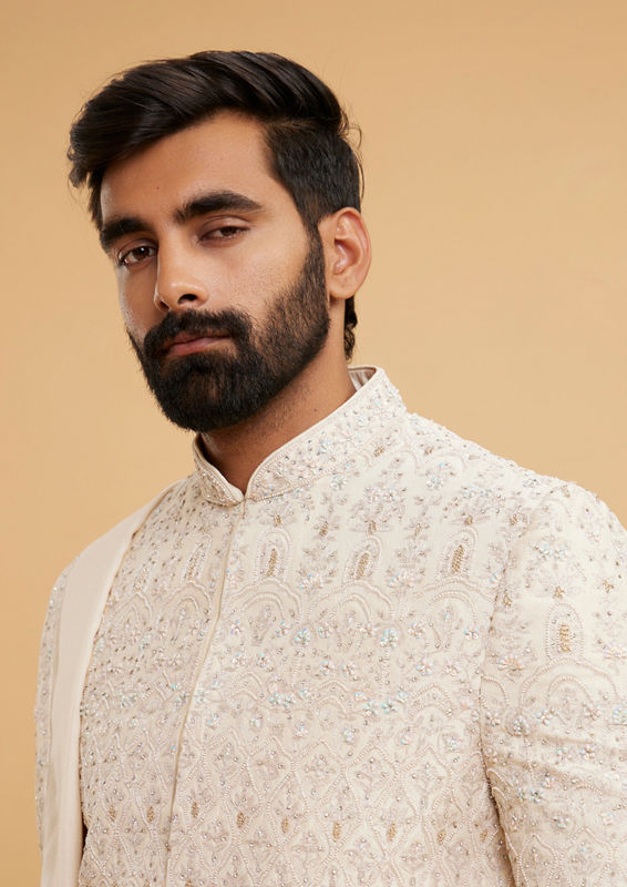 Twamev Men Regal Elegance Cream Sherwani