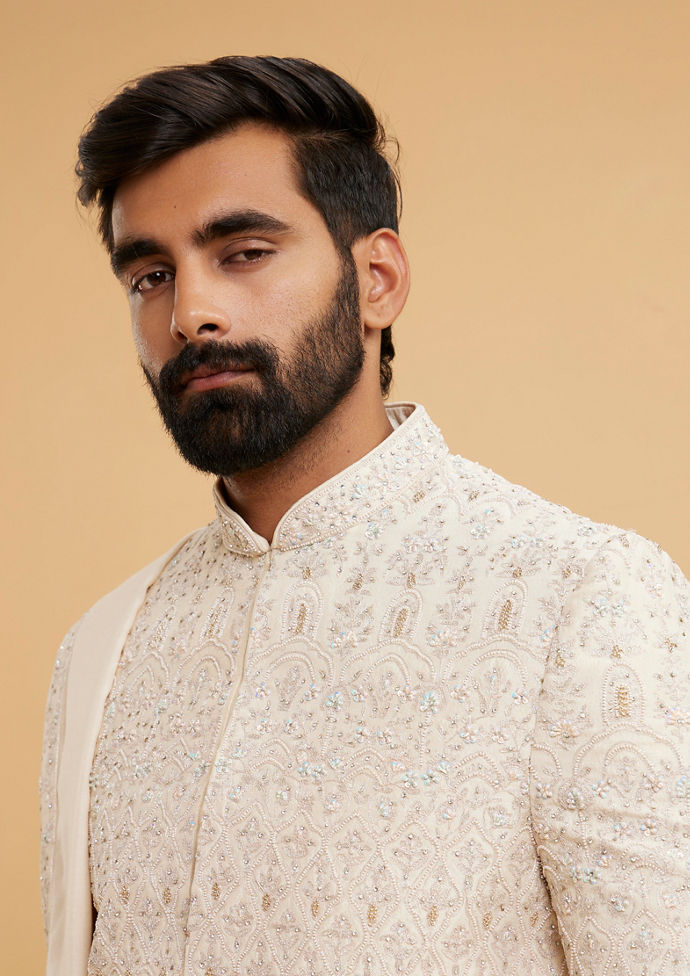 Twamev Men Regal Elegance Cream Sherwani