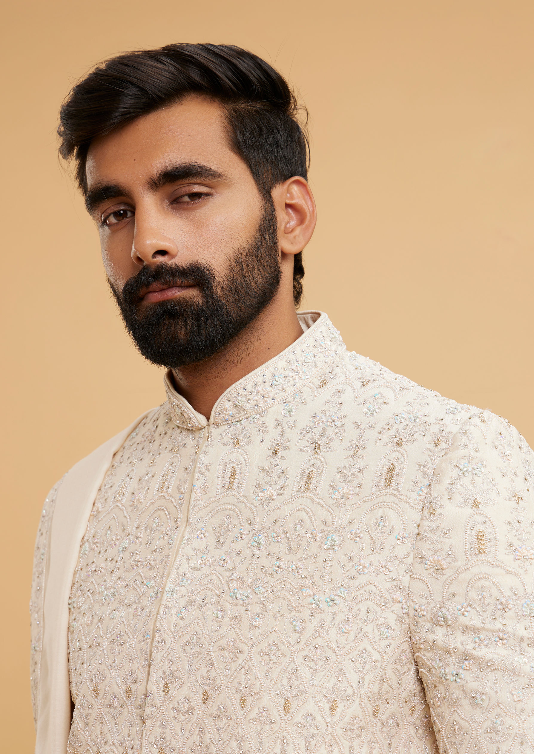 Twamev Men Regal Elegance Cream Sherwani