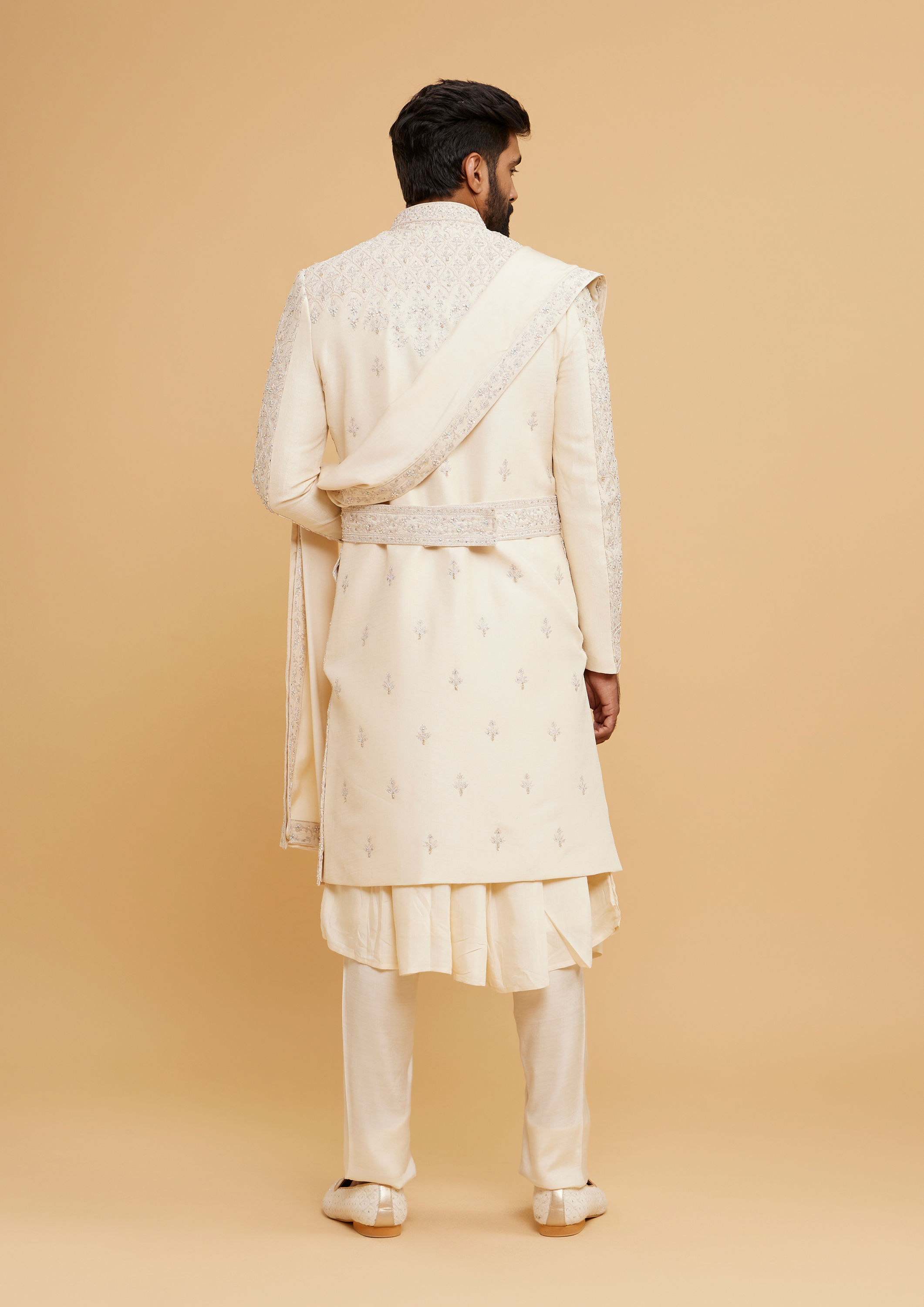 Twamev Men Regal Elegance Cream Sherwani