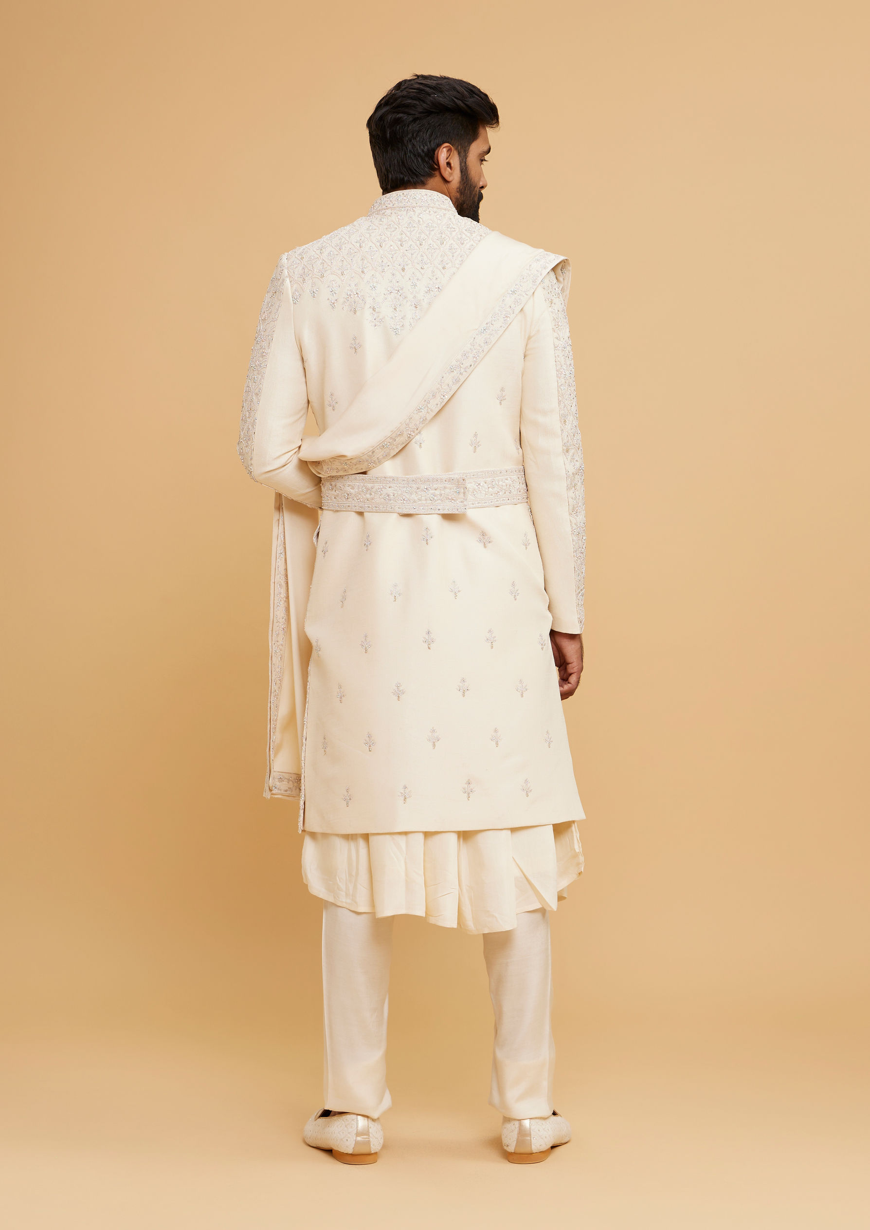 Twamev Men Regal Elegance Cream Sherwani