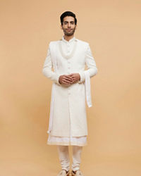 Twamev Men Warm White Royal Sherwani Set