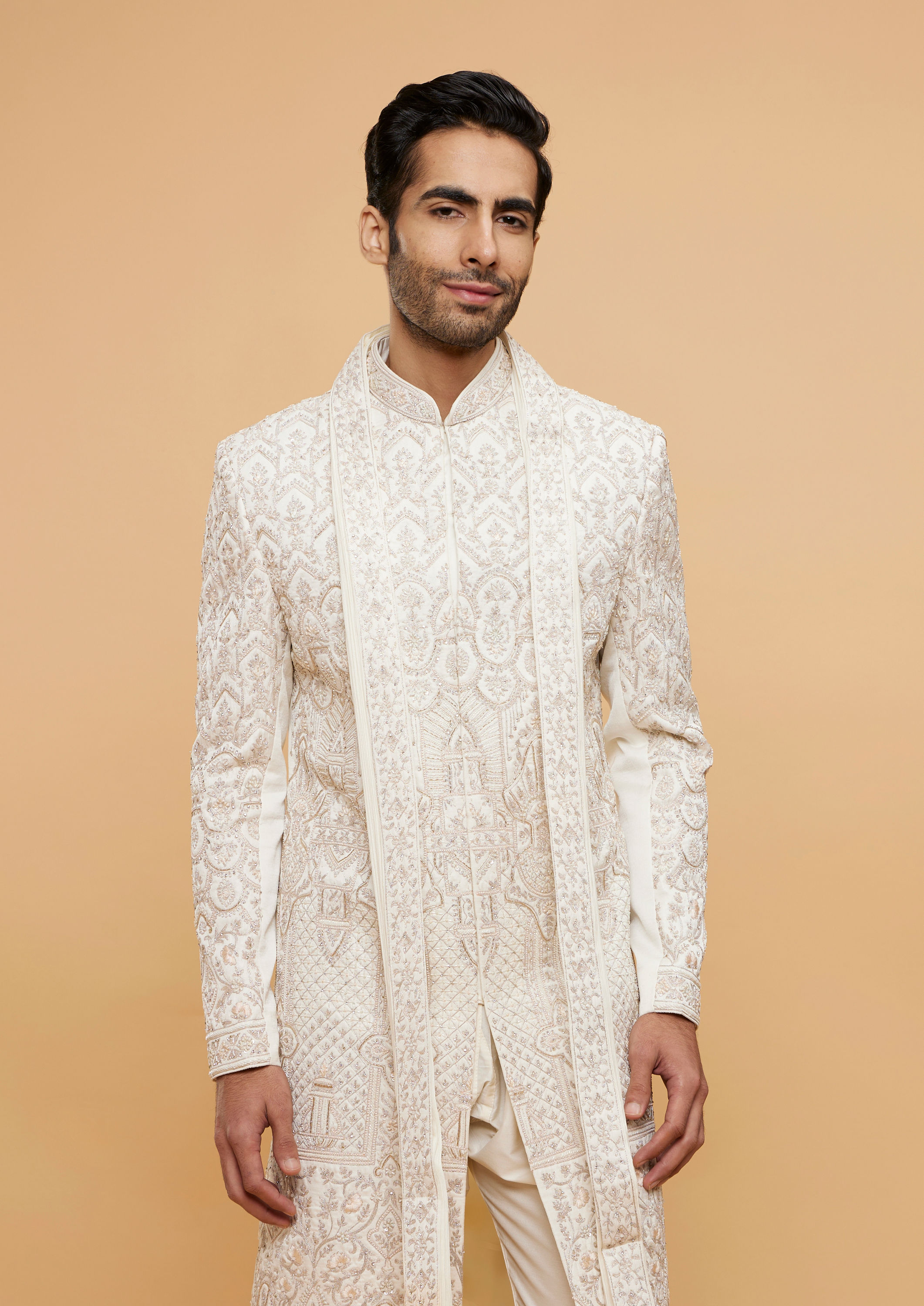 Twamev Men Cream Majestic Elegance Sherwani