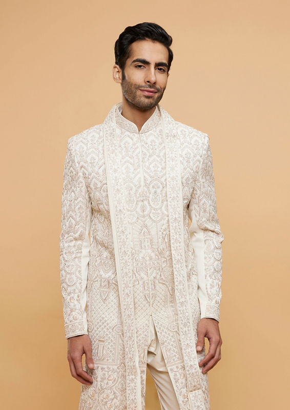 Twamev Men Cream Majestic Elegance Sherwani