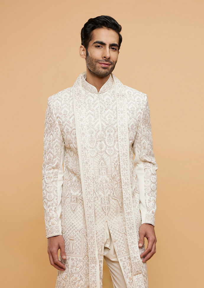 Twamev Men Cream Majestic Elegance Sherwani