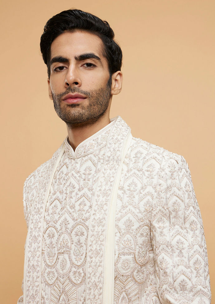 Twamev Men Cream Majestic Elegance Sherwani
