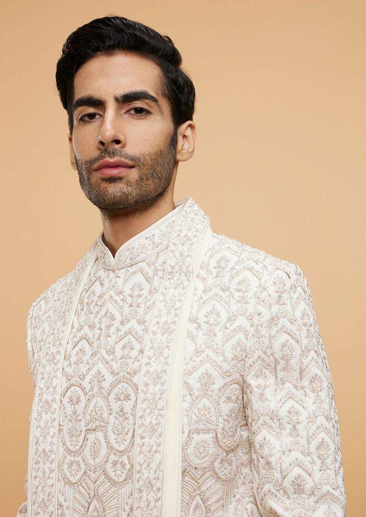 Twamev Men Cream Majestic Elegance Sherwani