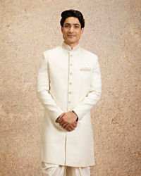 Twamev Men Cream Colored Elegance Sherwani