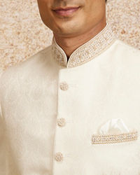 Twamev Men Cream Colored Elegance Sherwani