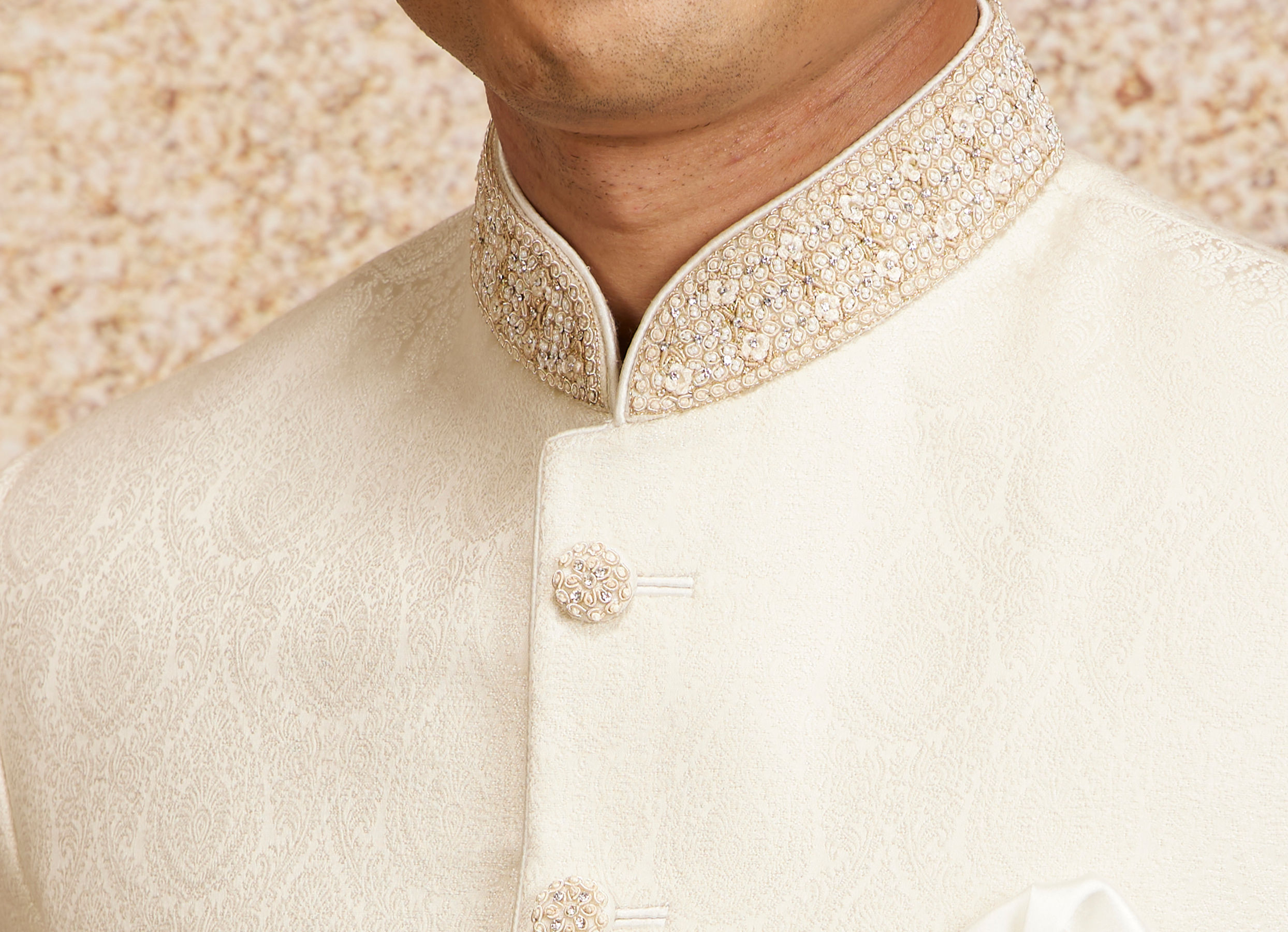Twamev Men Cream Colored Elegance Sherwani