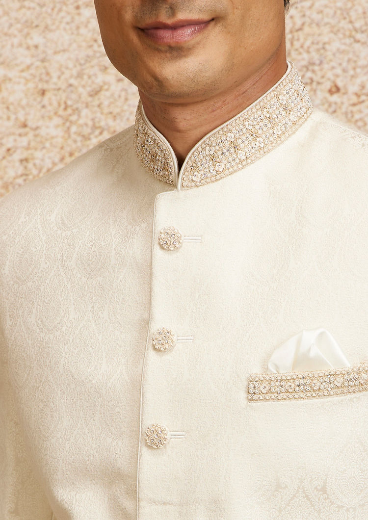 Twamev Men Cream Colored Elegance Sherwani