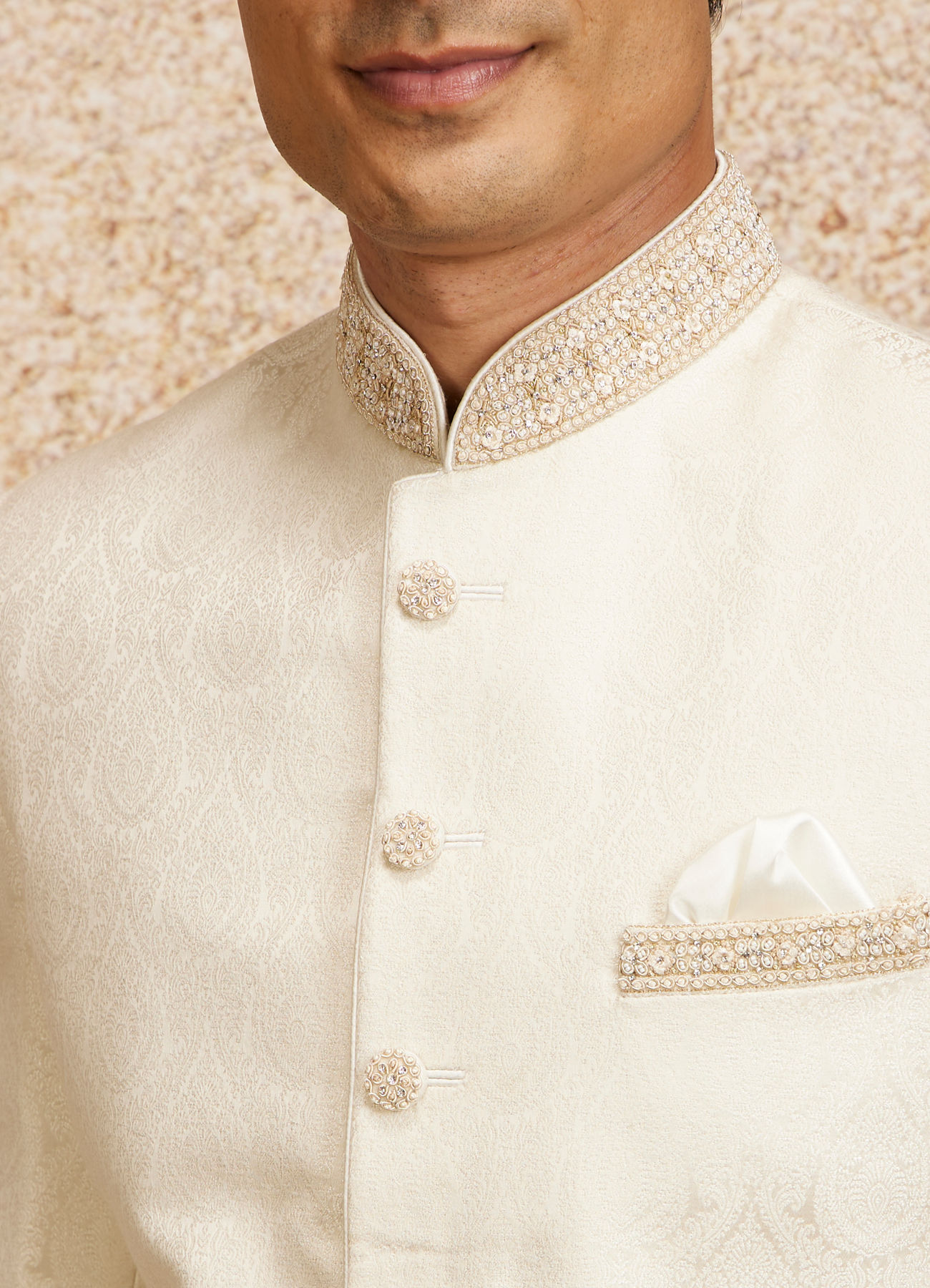 Twamev Men Cream Colored Elegance Sherwani