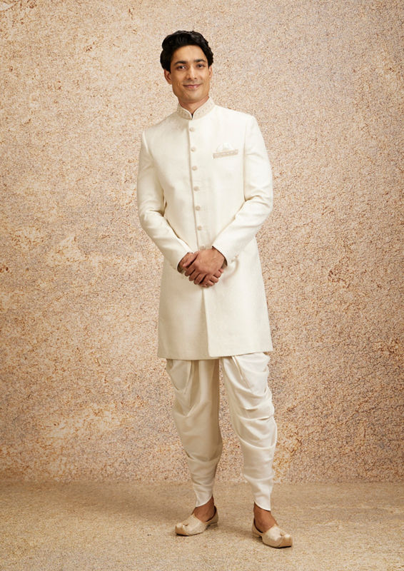 Twamev Men Cream Colored Elegance Sherwani