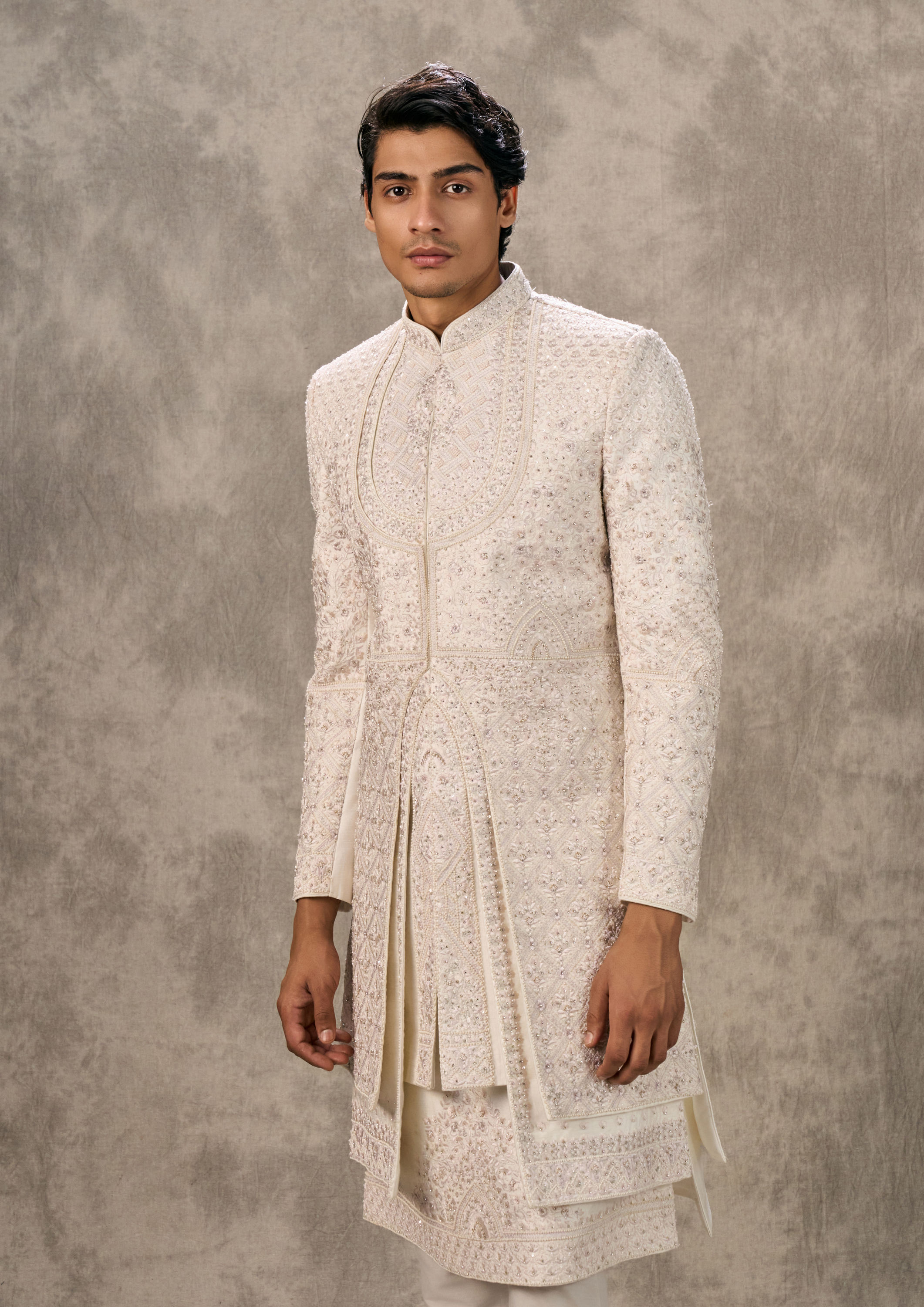 Twamev Men Elegant Cream Sherwani