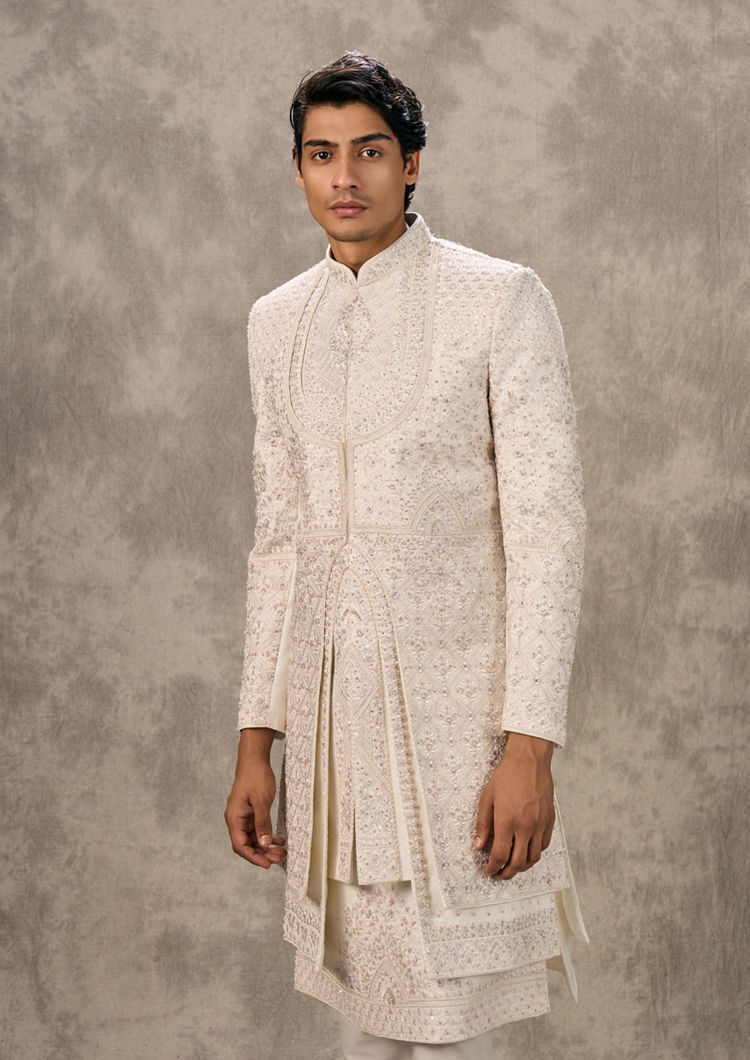 Twamev Men Elegant Cream Sherwani
