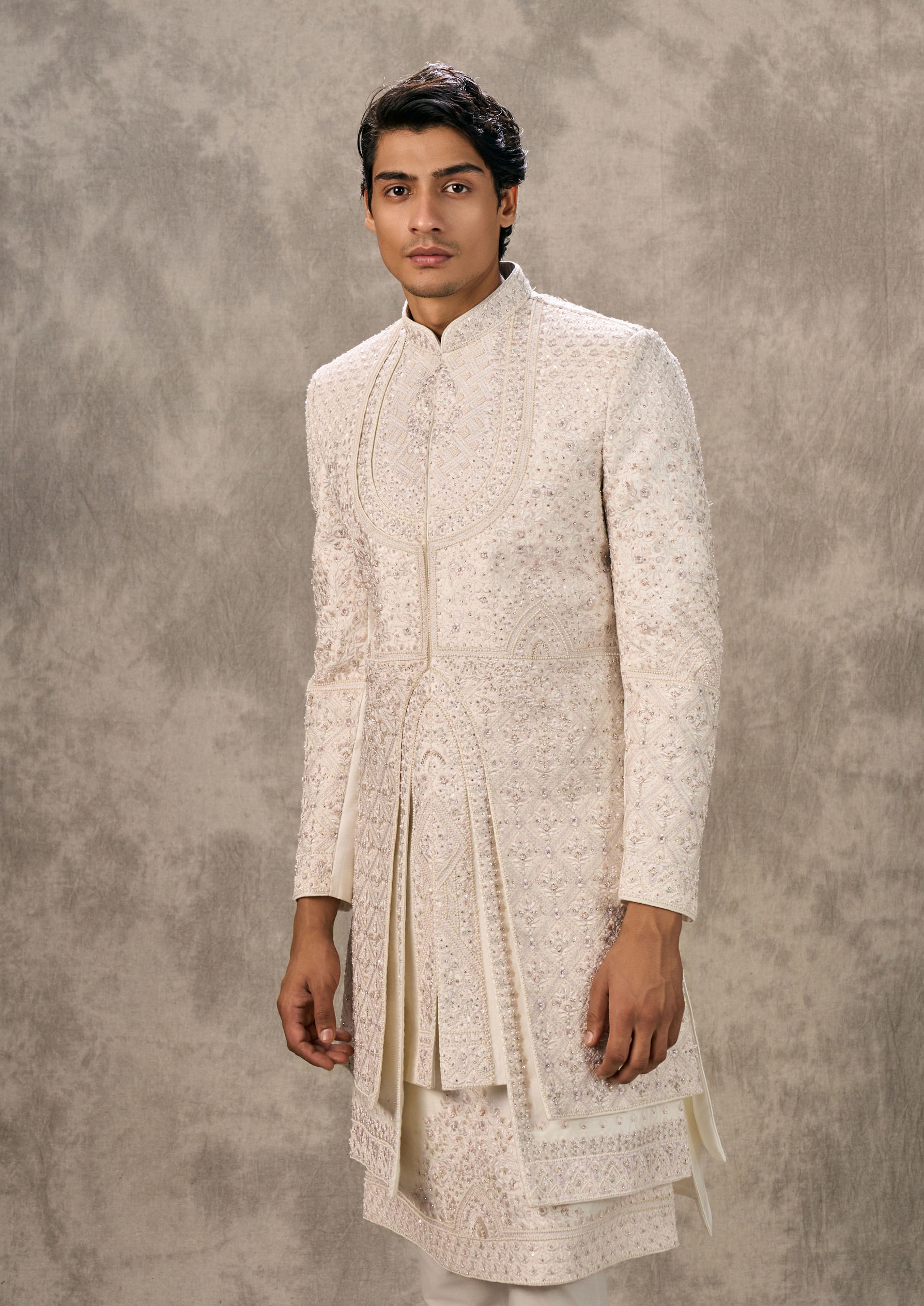 Twamev Men Elegant Cream Sherwani
