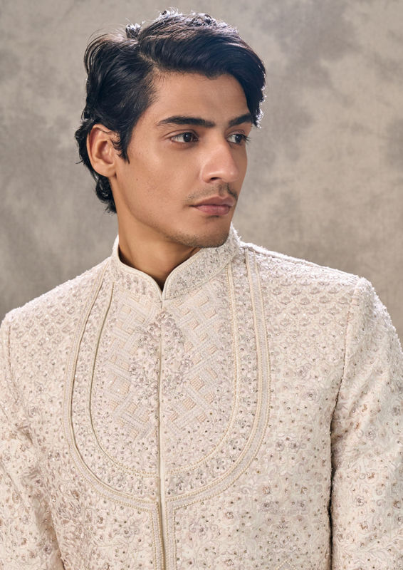 Twamev Men Elegant Cream Sherwani