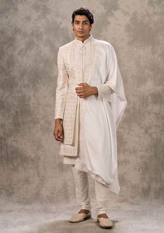 Twamev Men Elegant Cream Sherwani