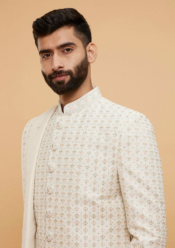 Twamev Men Cream Elegance Sherwani
