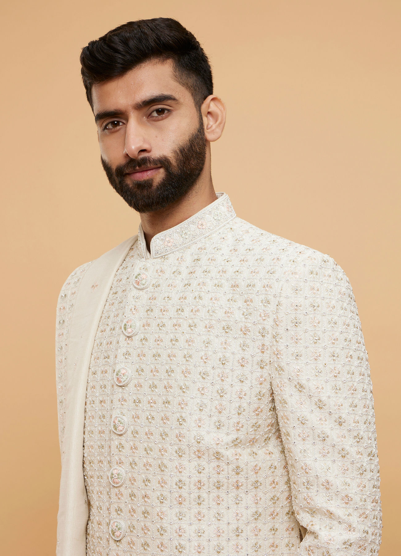 Twamev Men Cream Elegance Sherwani