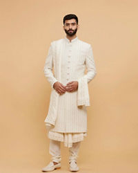 Twamev Men Cream Elegance Sherwani