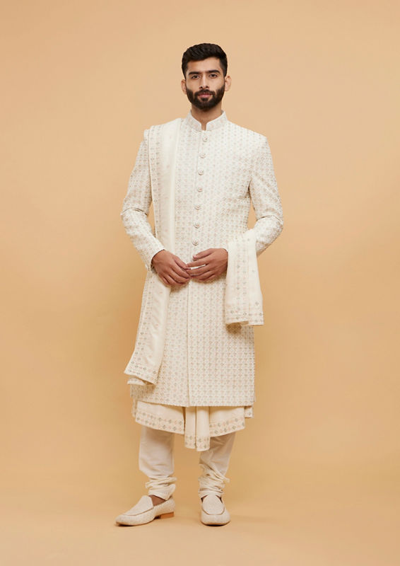 Twamev Men Cream Elegance Sherwani