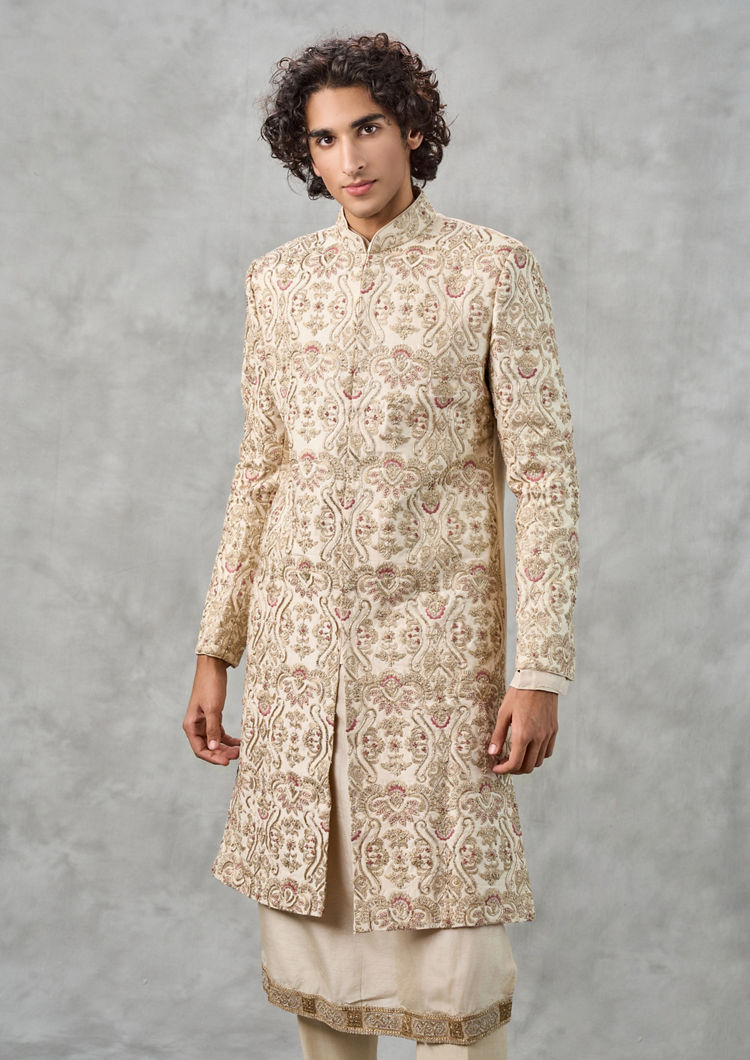 Twamev Men Elegant Cream Sherwani