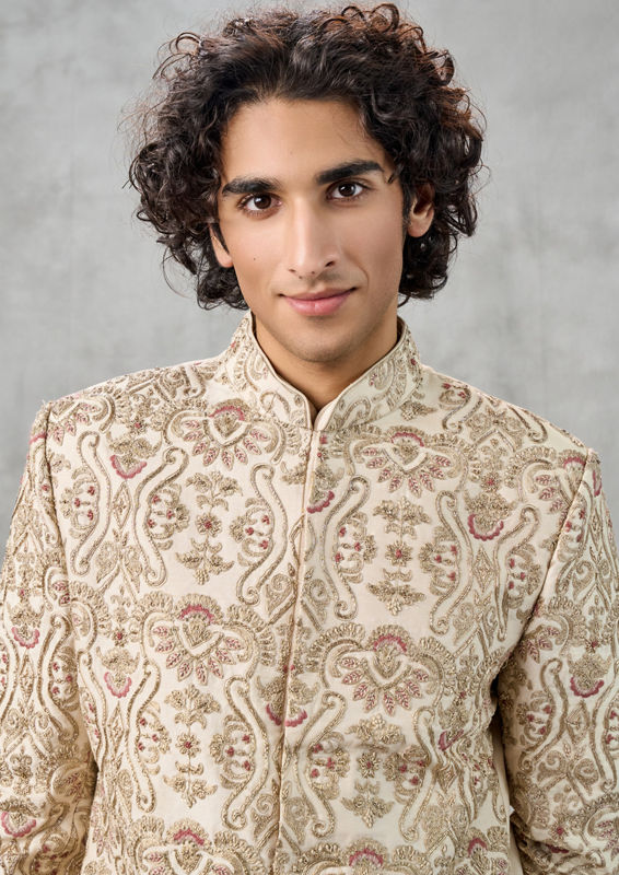 Twamev Men Elegant Cream Sherwani