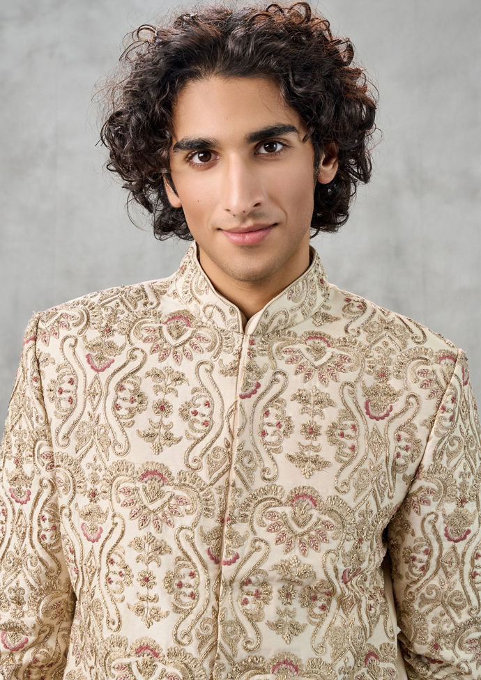 Twamev Men Elegant Cream Sherwani