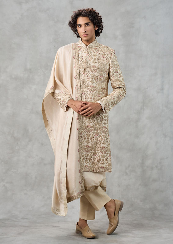 Twamev Men Elegant Cream Sherwani