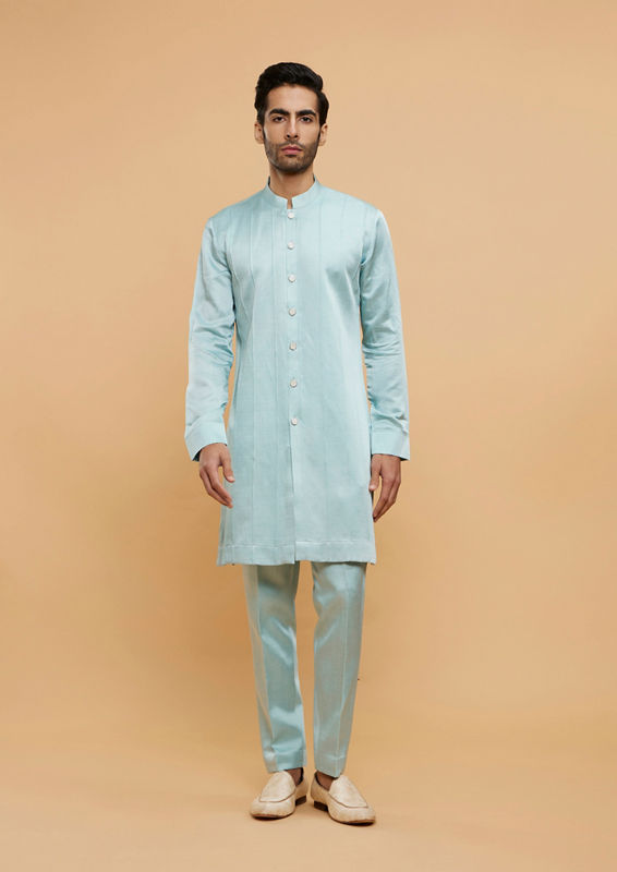 Twamev Men Elegant Azure Ensemble Sherwani
