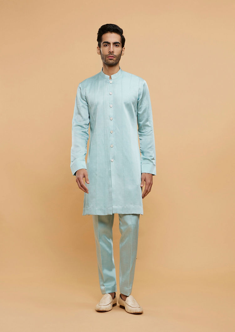 Twamev Men Elegant Azure Ensemble Sherwani