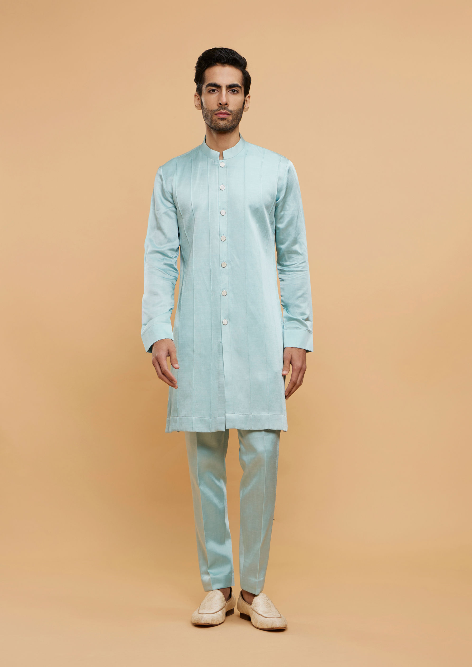 Twamev Men Elegant Azure Ensemble Sherwani