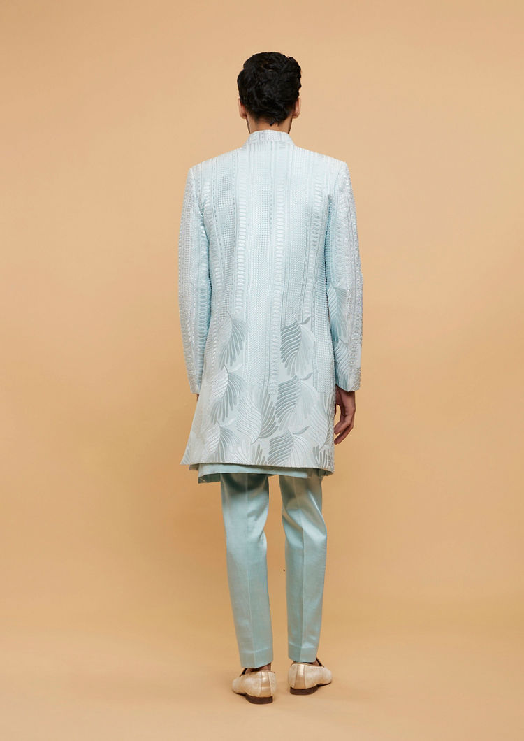 Twamev Men Elegant Azure Ensemble Sherwani