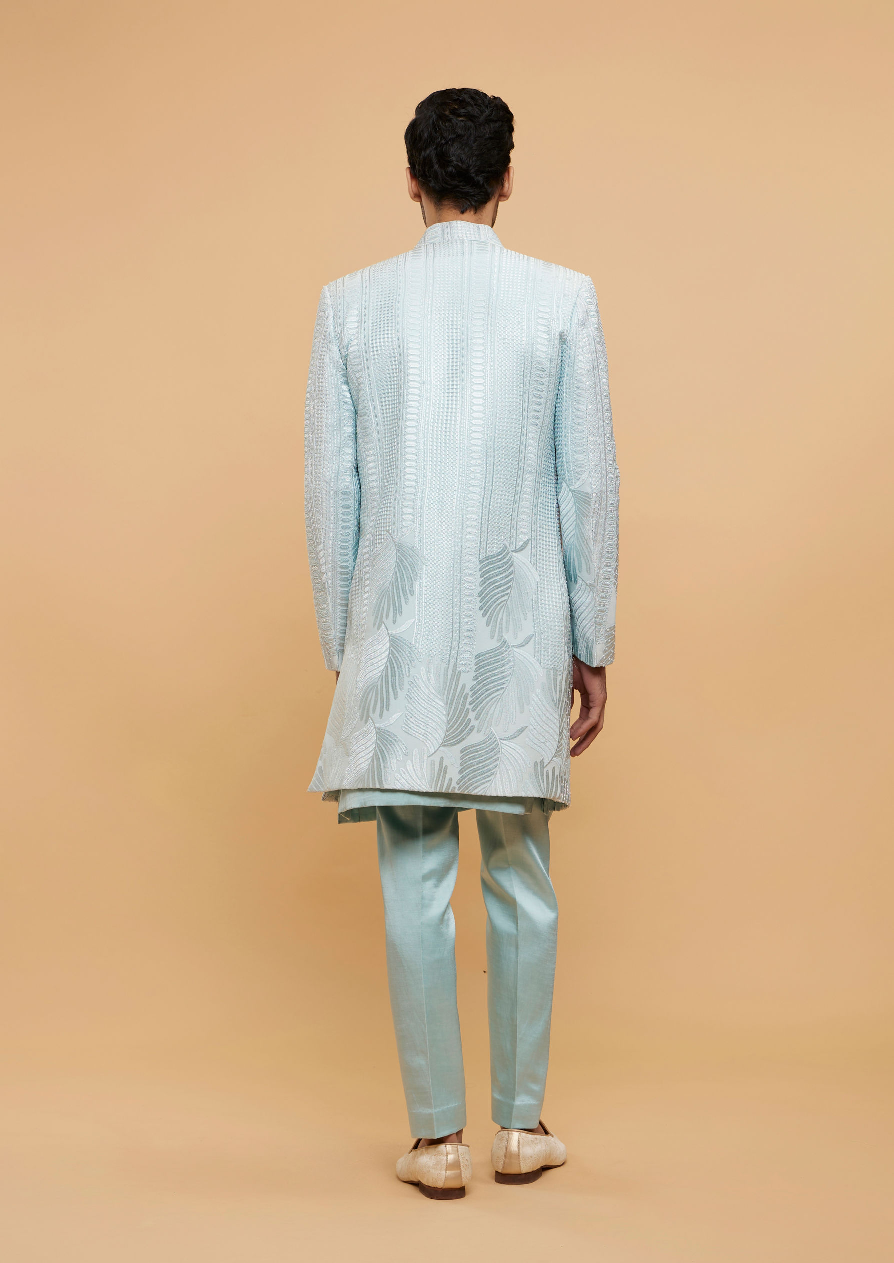 Twamev Men Elegant Azure Ensemble Sherwani