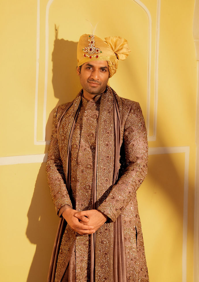 Twamev Men Walnut Touch Splendor Sherwani